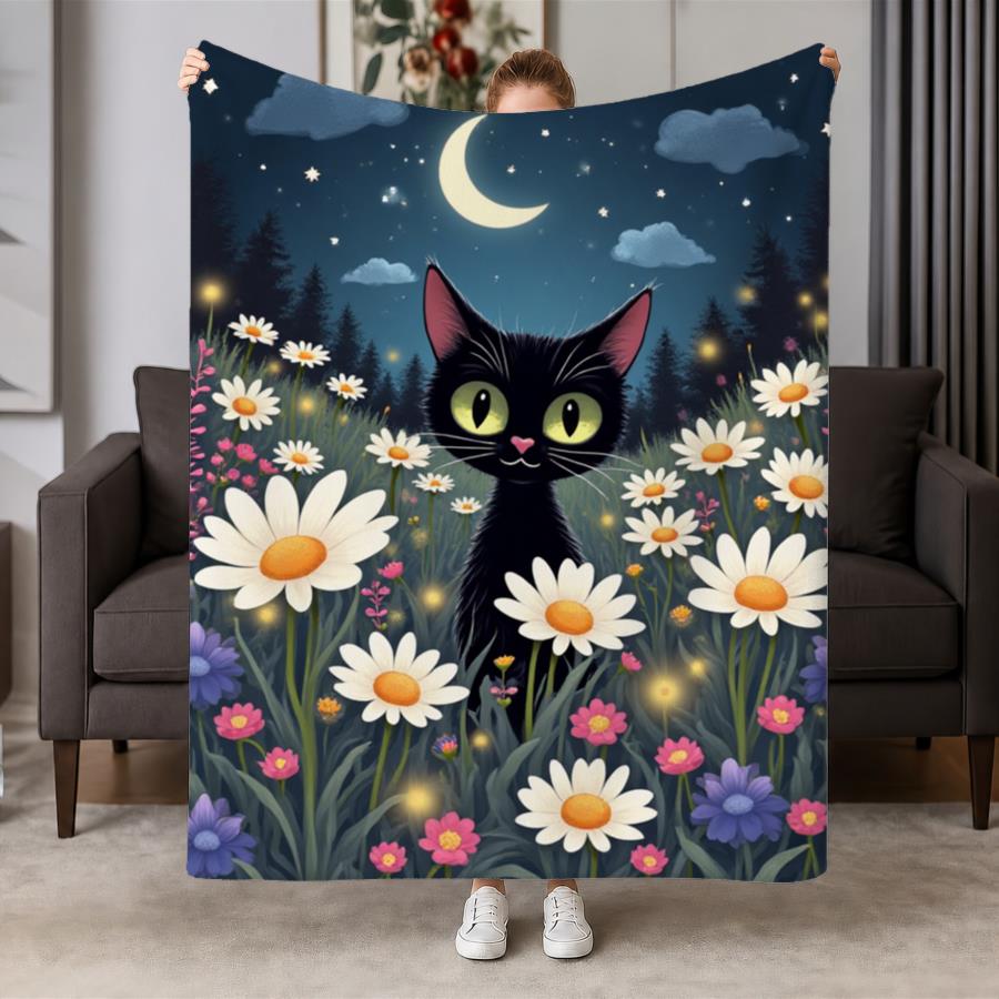 Newest Peeking Tabby Kitten Wooden Board Bokeh Light Flannel Throw Blanket, Realistic Cute Cat Blanket For Cat Lover Sofa Decor