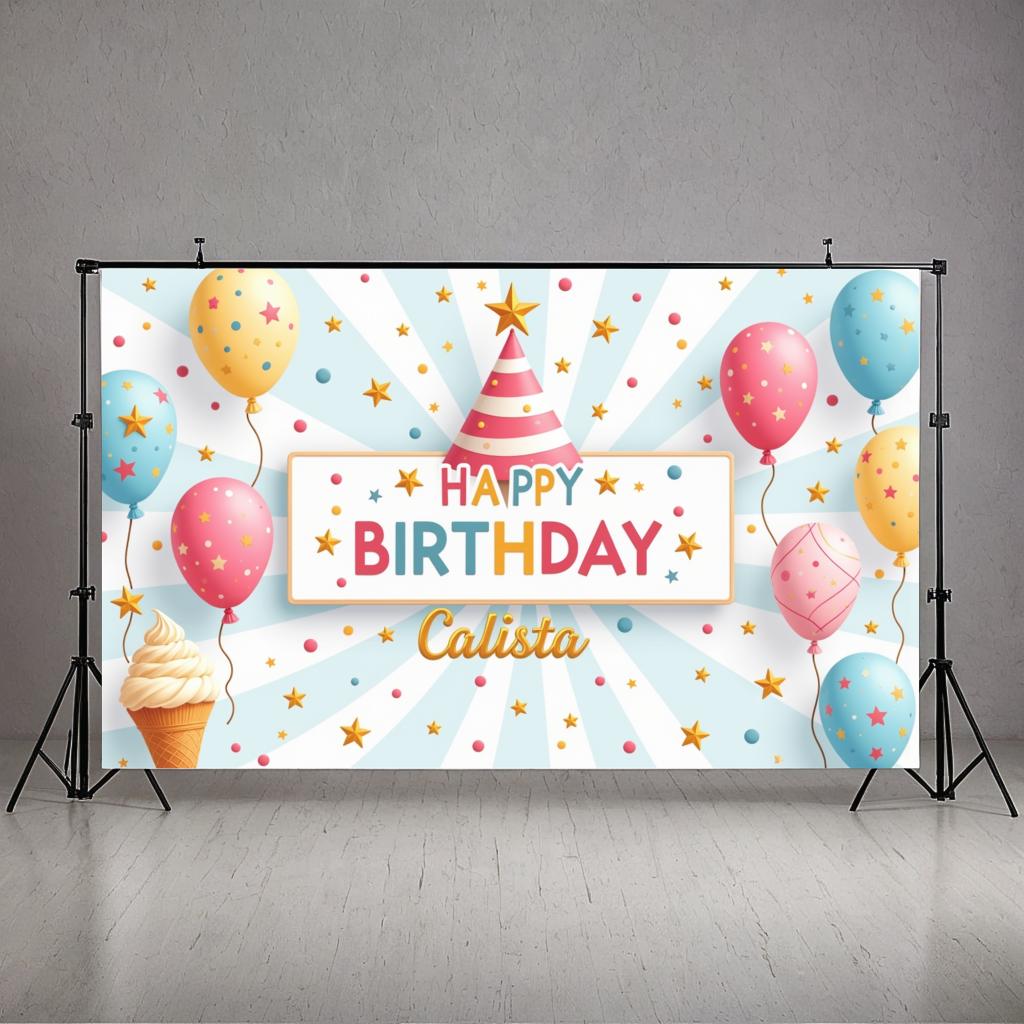 Happy Birthday Backdrop Banner Kids Colorful Balloon Birthday Party Background Decoration Event Photo Booth Props Supplies