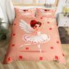 Cartoon Girl Pink Princess Duvet Cover Kawaii Castle Carriage Bedding Set,Ballet Dancer Comforter Cover Star Flower Quilt Cover