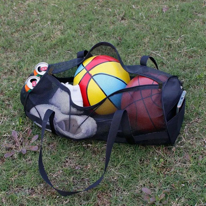 Black Yoga Pad Carrier Bag Basketball Volleyball Bag Sports Fitness Storage Bag Mesh Pilates And Bodybuilding Sports Bag