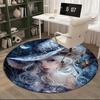 Witch Flying Through Starry Sky Round Carpet Chair Cushion Round Entryway Rug, Soft Round Rugs for Living Room, Bedroom, Circle Carpet Decor Gifts