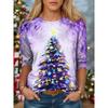 Christmas Theme 3D Print Trees O-Neck Long Sleeve T-Shirt Fashion Womens Clothing Casual Y2K Clothes Harajuku Female Clothing