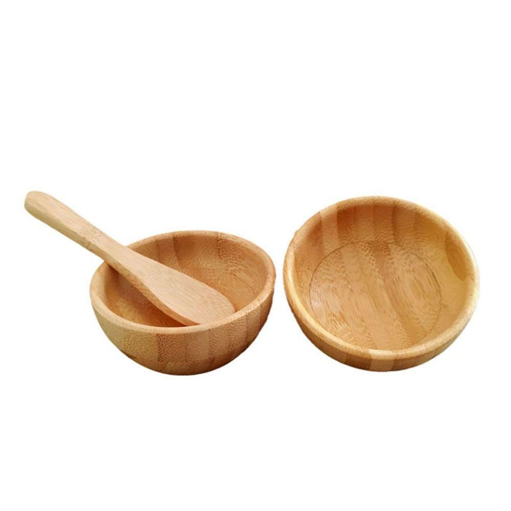 Mini Size Wood Mask Bowl Bamboo Mud Mask Application Tool Bamboo Spatula Spoon Cosmetic Mixing