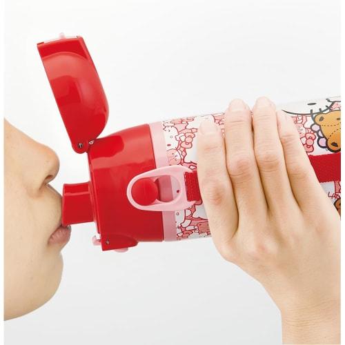 Skater Kids' 2-Way Stainless Steel Water Bottle, 580ml (Direct Drinking) and 570ml (Cup Drinking), Hello Kitty, Ushiro-Shiro, Sanrio Design, Lightweig