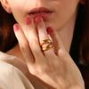 MamacitaSlay Moderner Doppel-Lippenring 18K Vergoldetes Silberfarbenes Edelstahlring Damen Täglicher Schmuck Fingerdekoration