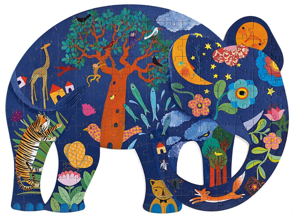 DJECO Puzzle Elephant Jigsaw Puzzle Educational Animal Puzzle Children Boys Gift 6 Years Old 150 Pieces (DJ07652)