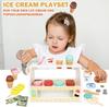 Wooden Pretend Toys Simulation Ice Cream Counter Playset Pretend Play Toys Kitchen Accessories Montessori Learning Toy for Kids