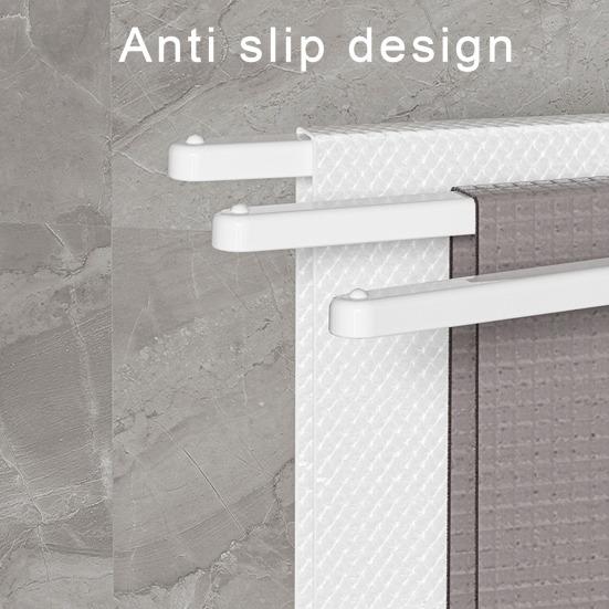 Towel Rack 3 Poles 180 Degree Rotation Wall-mounted Punch-free Bathroom Bath Ball