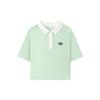 SS25 Comfortable Casual Letter Knitted Short Sleeve Polo Shirt Women Tops Lily-Green L225W172-0215