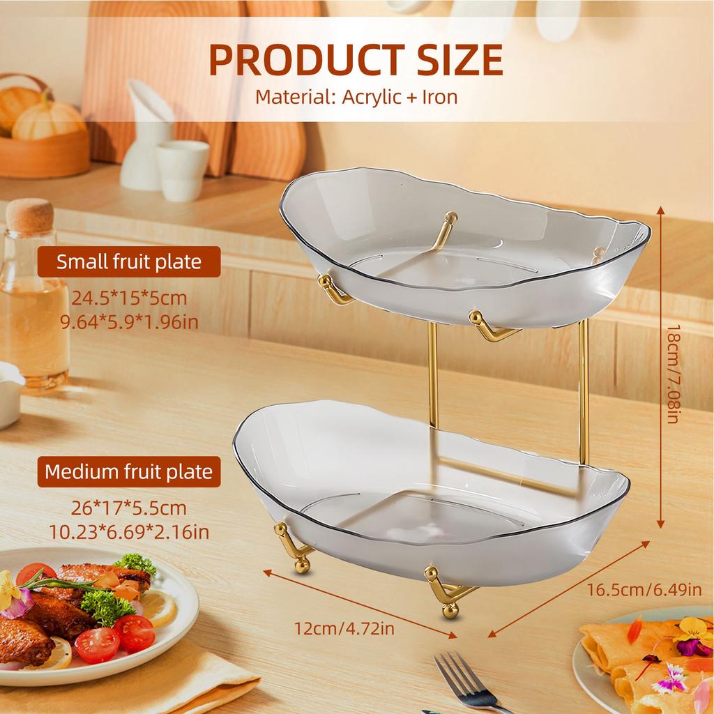Fruit Bowl for Kitchen Counter 3 Tier Acrylic Fruit Basket with Serving Bowls and Metal Stand Tiered Serving Bowls for