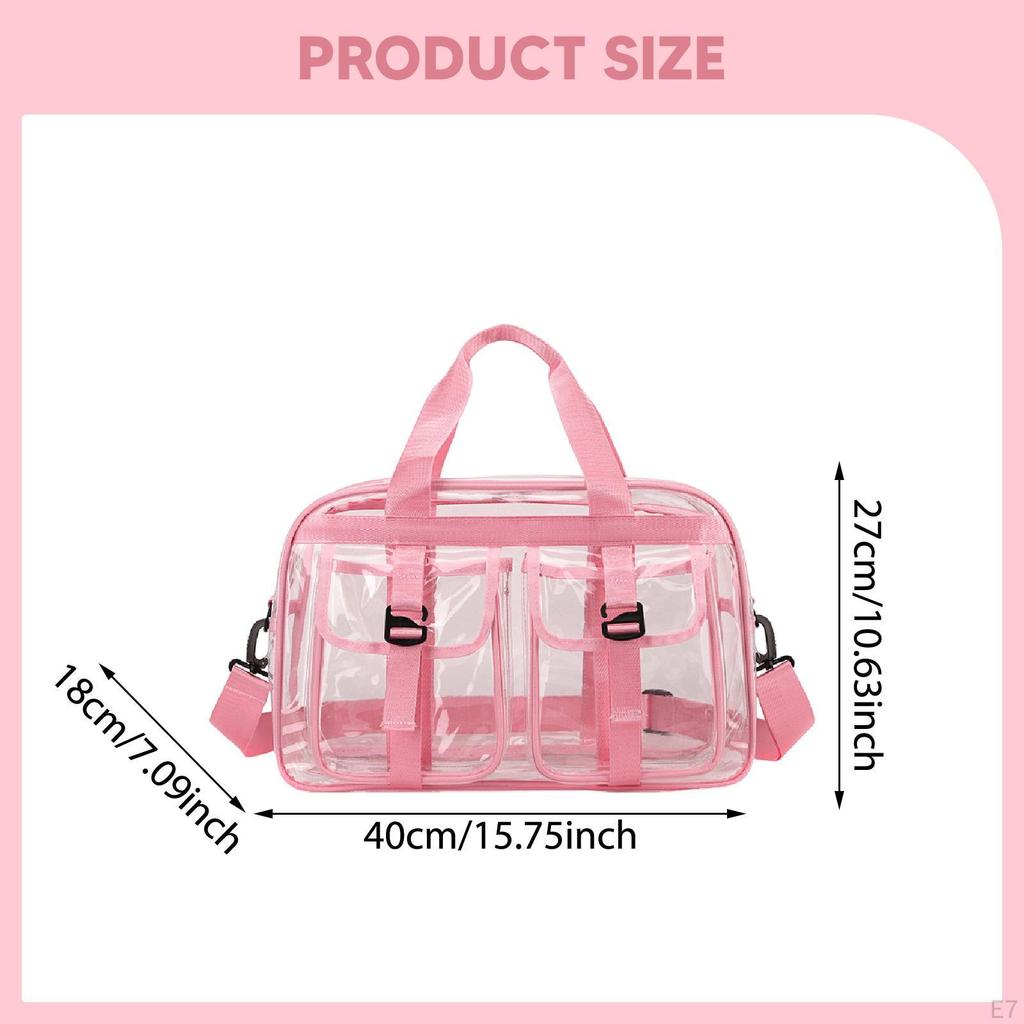 PVC Clear Tote Bag Casual Gym Pouch for Sports Events Beach Commuting Shopping