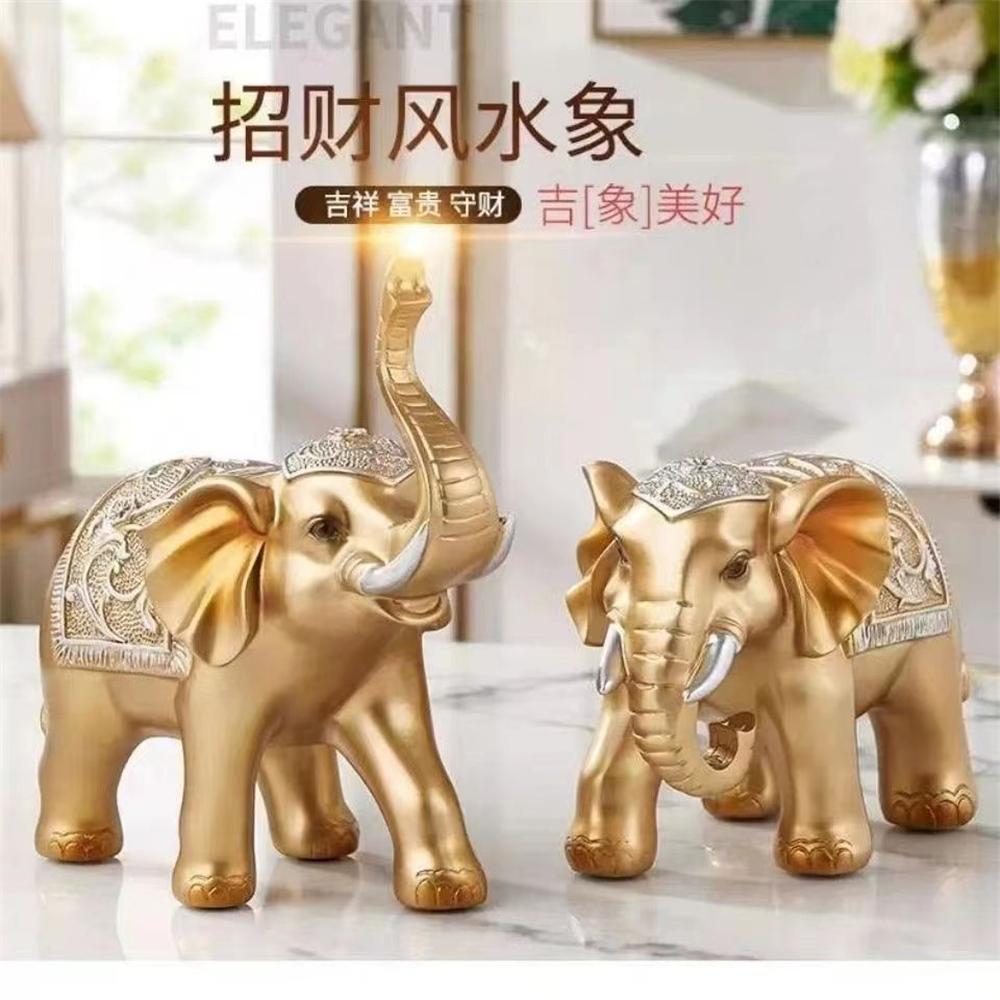 A Pair of Elephant Statues Resin Crafts Implied Fortune Object Living Room Porch Desk Decoration Lucky Indian Elephant Ornaments