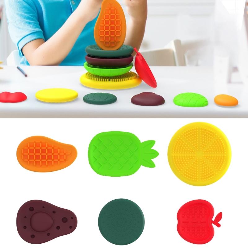 6pieces Sensory Stones For Kids Textured Pad Toy For Stress Relief And Attention Great For Classroom Teaching Purpose