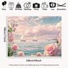 2D Floral Ocean Sailboat Tapestry for Bedroom & Living Room