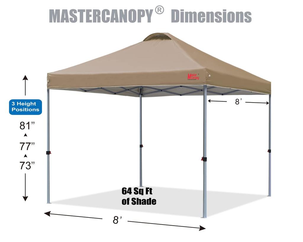 MASTERCANOPY Tenda Telo One-Touch 2M2.5M3M Regolazione a 3 Livelli Telaio in Acciaio Ventilazione Resistente all'Acqua Protezione UV Tettoia Tettoia Commerciale