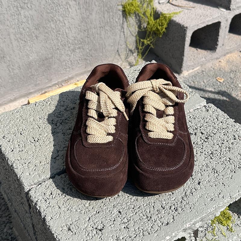 The First Layer of Cowhide Little White Shoes for Women's 2025 Autumn New Versatile Soft Soles Are Not Tired of Feet, Retro Board Shoes, Platform Cas