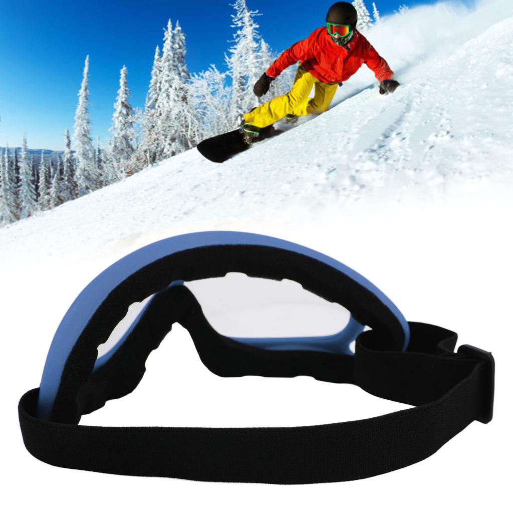 Ski Goggles PC Transparent Lenses UV Protection Windproof Adjustable Headband Snowboard Glasses for Men Women Dark Blue Frame