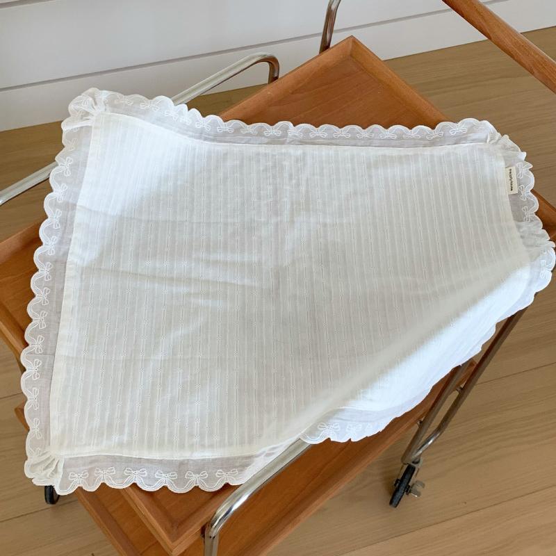 Korean Style Soft Flounced Lace Ruffle Placemats Non-Slip Dustproof Table Pads for Living Room Tea Table Decor