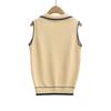Women's Retro Color-Block Knit Vest: College Style, Polo Collar, Slim Fit, Elegant Camisole Layer
