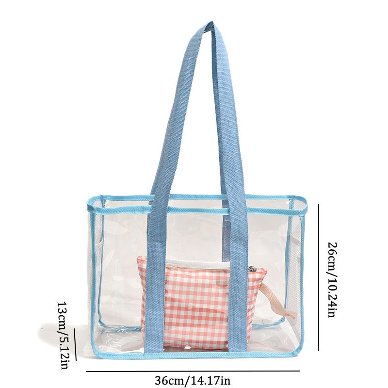 Pvc Transparent Handbag Tote Bag Women Summer Beach Clear Tote Bag Travel Storage Bags Portable Waterproof Carry Bag