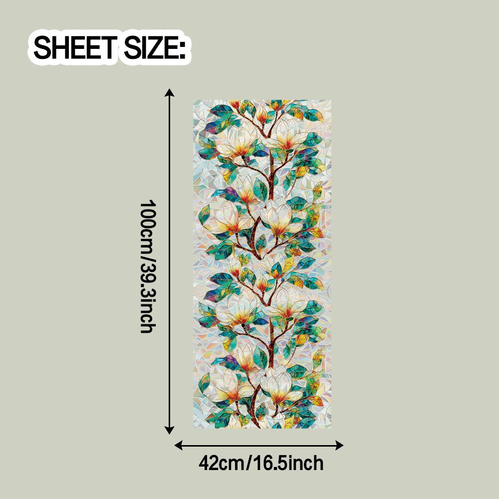

Яркий геометрический цветочный декор магнолии для дома, наклейки на окна, электростатические наклейки лазерной резки 42*100cm