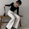 The Pink Meho High Waist Wide Bootcut Denim Pants