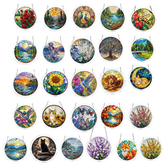 Acrylic Puzzle Suncatcher, Stained Glass Window Hanging Ornaments, DIY Jigsaw Puzzle Sun Catcher Kit for Home, Garden Decor, Gift for Women,