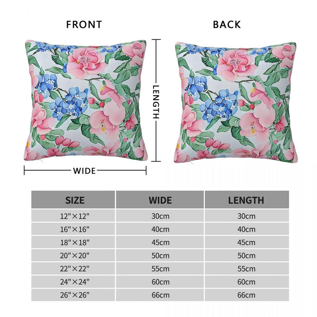 Magnolia Flowers And Blue Forgetmenots Pillowcase Polyester Linen Velvet Creative Zip Decorative Pillow Case Car Cushion Case