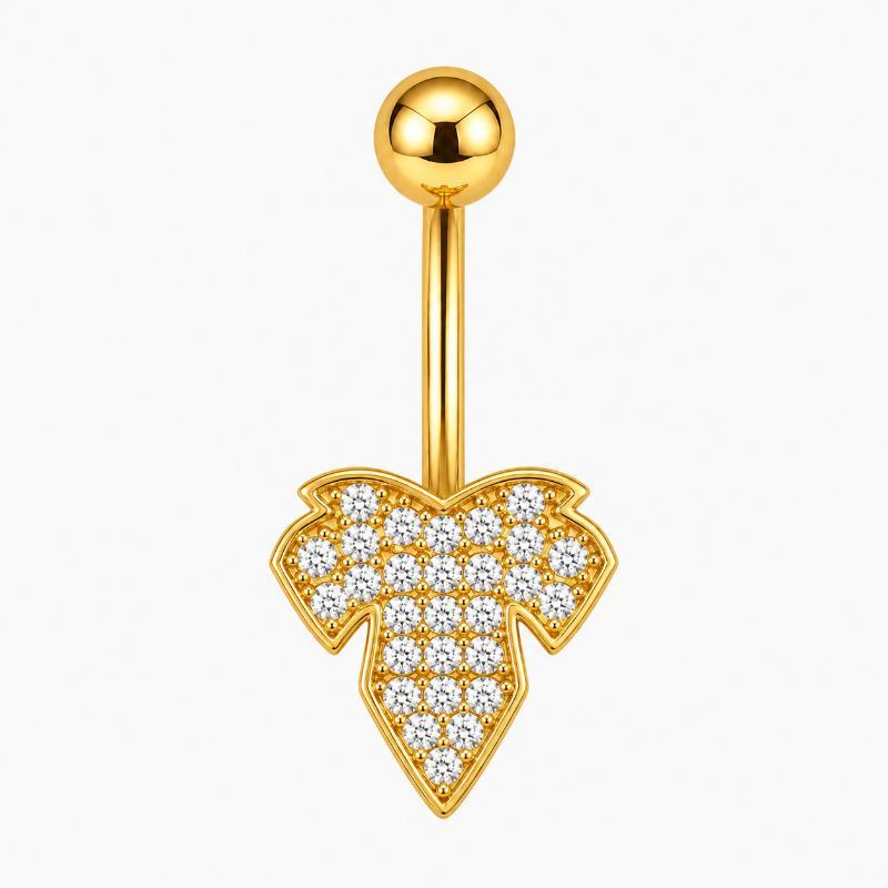 Belly Button Rings Gold Plated Shiny Cubic Zirconia Skin-friendly Durable Navel Ring for Beach Travel Daily Use