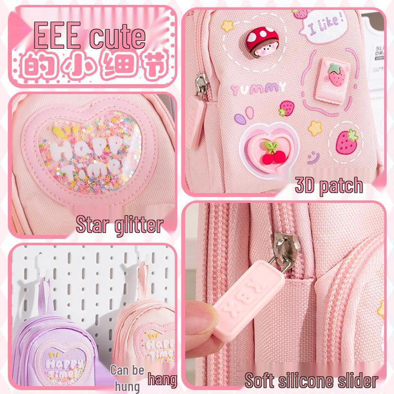 Kaba Bear Girls' Large Capacity Pencil Case - Elementary School Stationery Bag