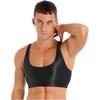 Canottiere da uomo lucide con scollo a U a tinta unita senza maniche crop top gilet per sport fitness yoga