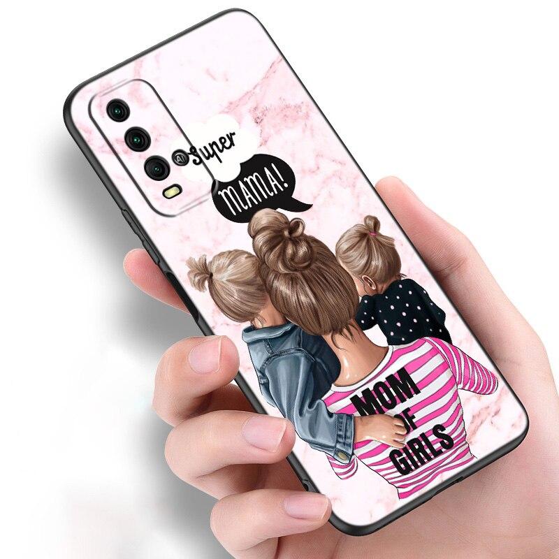 Miminko máma dívka chlapec mramorové silikonové pouzdro na telefon Xiaomi Redmi Note 11 10 9 8 Pro 11T 10T 10S 9S 8T 9 9A 9C 9T černý měkký kryt