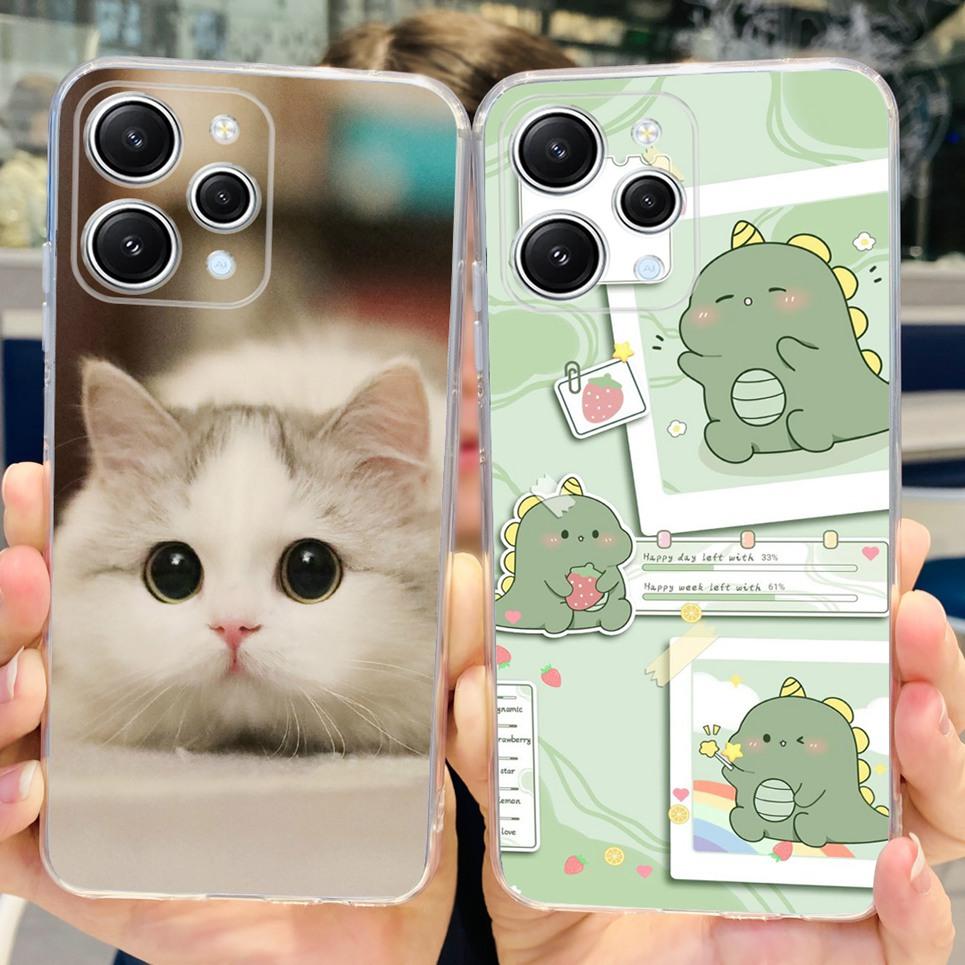For Xiaomi Redmi 12 12c 4G Case Fashion Flower Dinosaur Soft Phone Cases For Xiaomi Redmi Note 12 Pro 4G Note 12 12s 4G Bumper