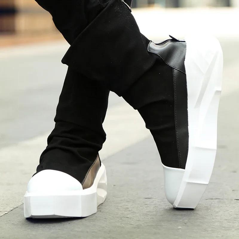 High Top 2025 Autumn New Men's Casual Shoes Fashion Slip On Man Sneakers Outdoor Comfort Trend Shoe Mid-Calf Men Boots Zipper 44