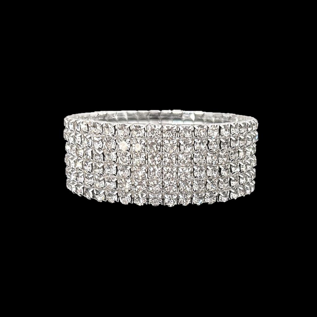 Women's Full Diamond Elastic Bracelet, Fashion Rhinestone Stretch Bangle