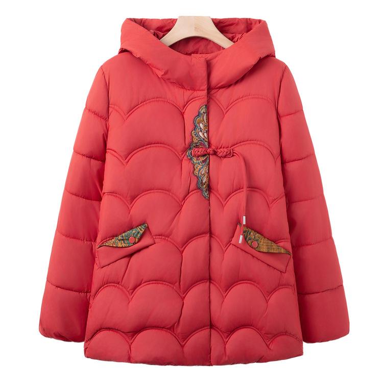 

Cotton Coat Stand Collar Hooded Cotton Coat Middle-aged and Elderly Women s Cotton Coat Grandma Winter Cotton Jacket XL красный