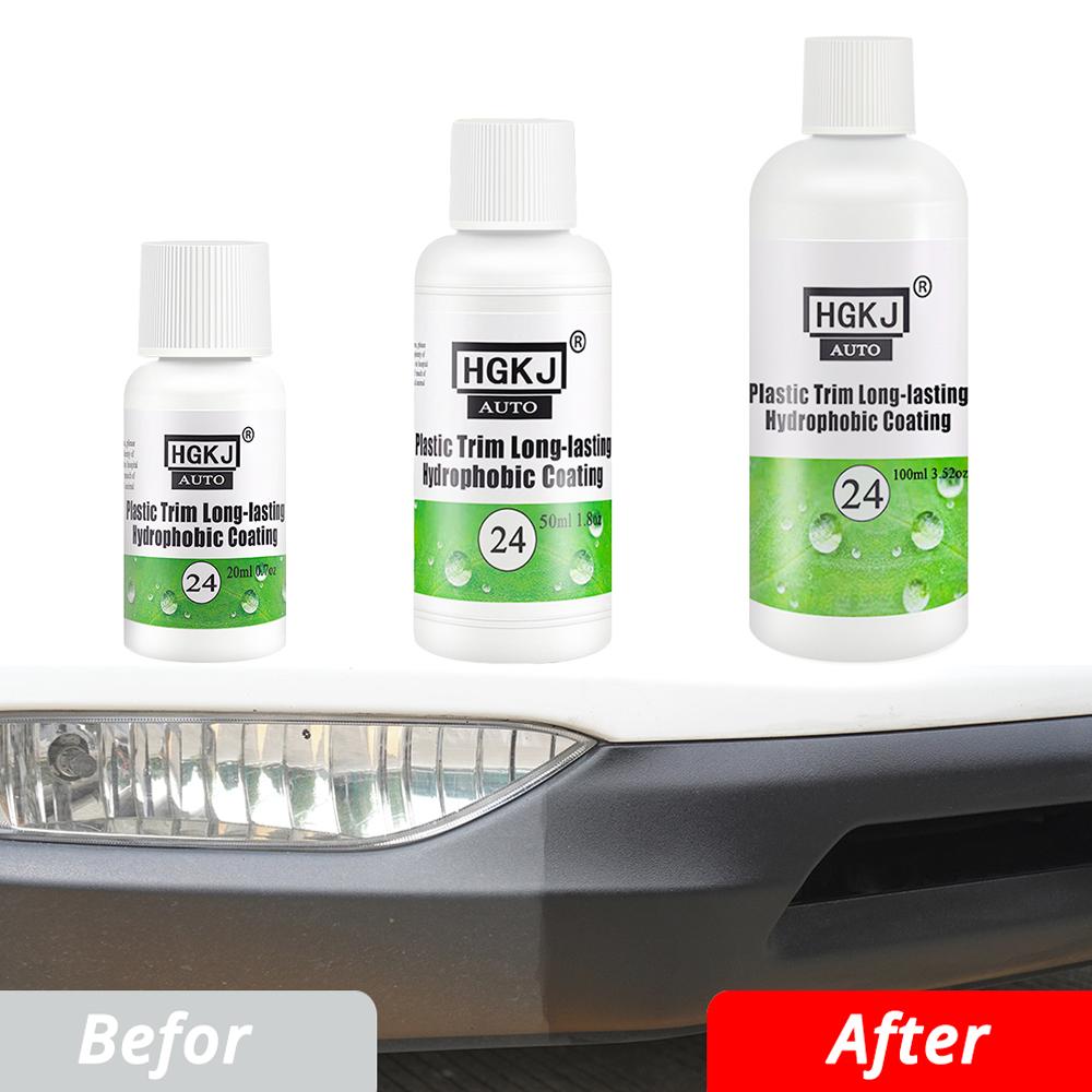 Kunststoff-Renovierer, 20–100 ml, HVIERO 24, Beschichtung für Auto-Kunststoff/Gummi-Reparatur, Reinigung, Wiederherstellung, Glanz, schwarzer Glanz, Versiegelung, Aufhellung, Runderneuerung