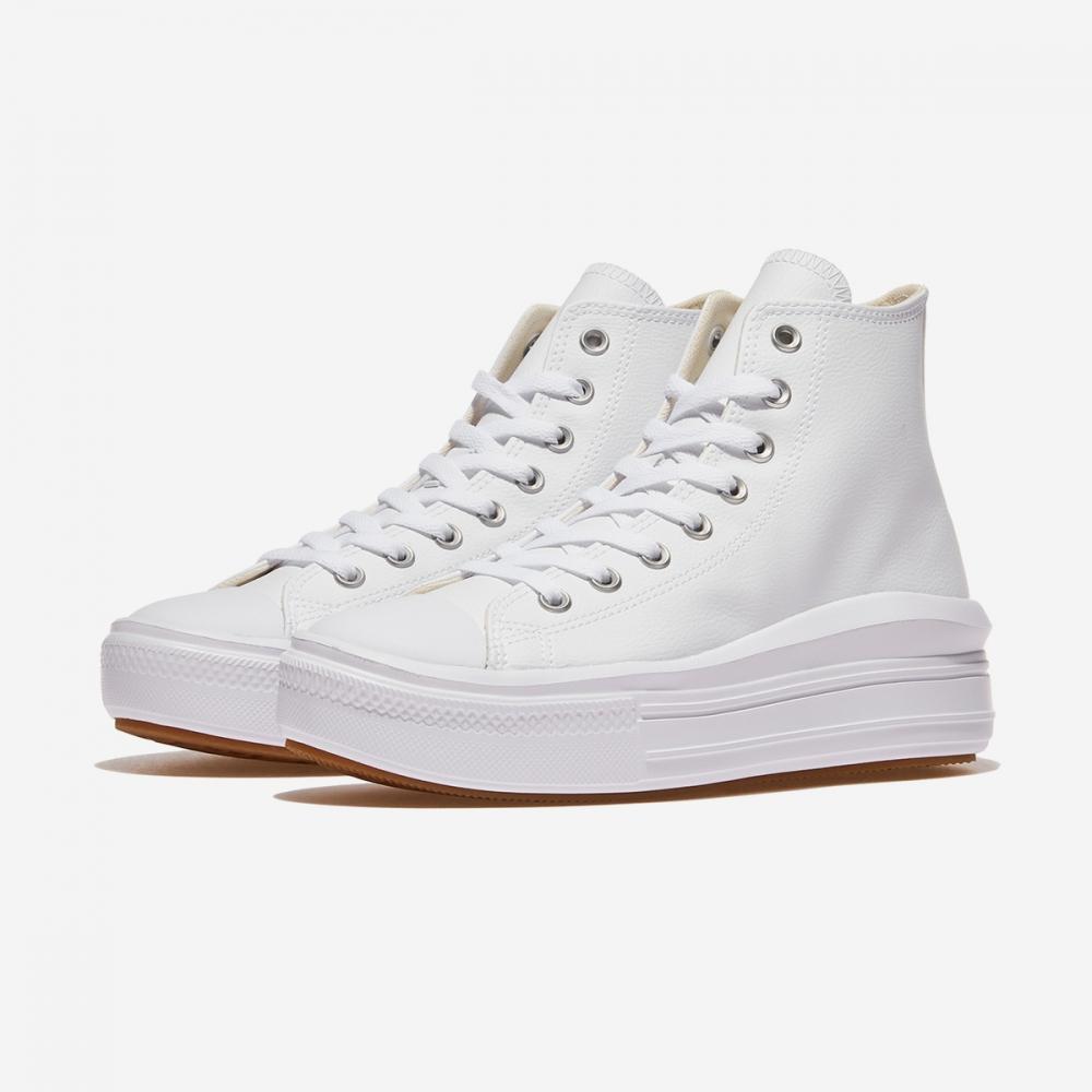 Converse Chuck Taylor All Star Move Leder Weiß Hoch A04295c Weiß Schwarz Weiß
