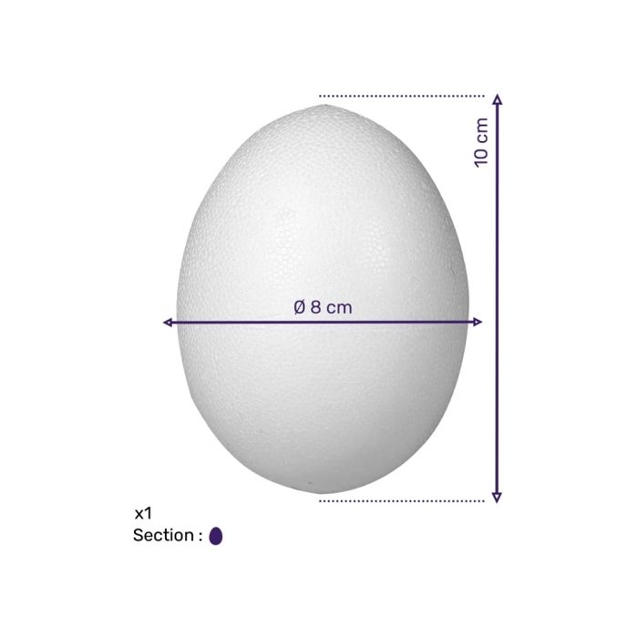 Oeuf en polystyrène - Blanc - 10 cm - Décoration personnalisable - Mixte