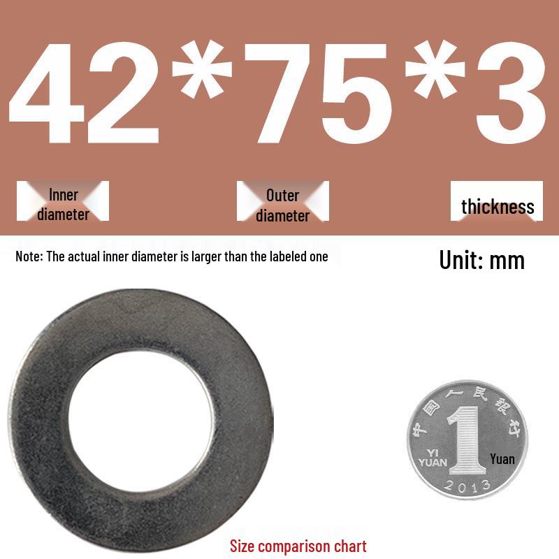Galvanized Metal Flat Washer - Thin, Thickened, Enlarged Edge, Round, Sizes M3 to M10