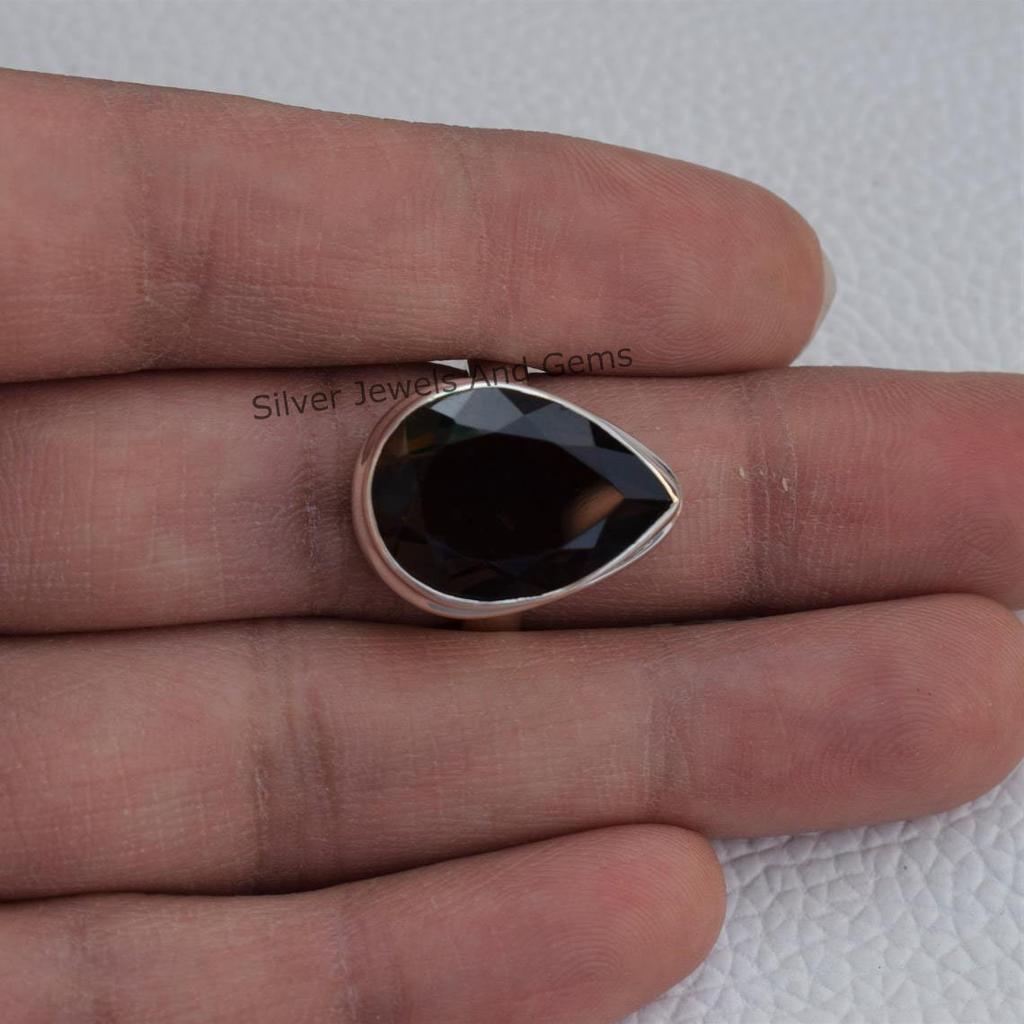 Natural Smoky Quartz Ring, 925 Sterling Silver Ring, Teardrop Smoky Ring, Gift for Her, Capricorn Birthstone Ring, Handmade Ring
