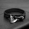 Leather Bracelet, Hand-woven Bracelet, Leather Bracelet Jewelry, Personalized Stainless Steel Retro Axe Pendant.