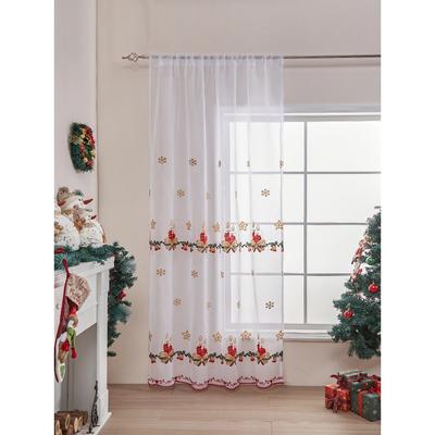 Christmas Curtains 84 Inch Length for Living Room 1 Panels Set Holiday Poinsettia Sheer Decorations Buffalo Plaid Decor