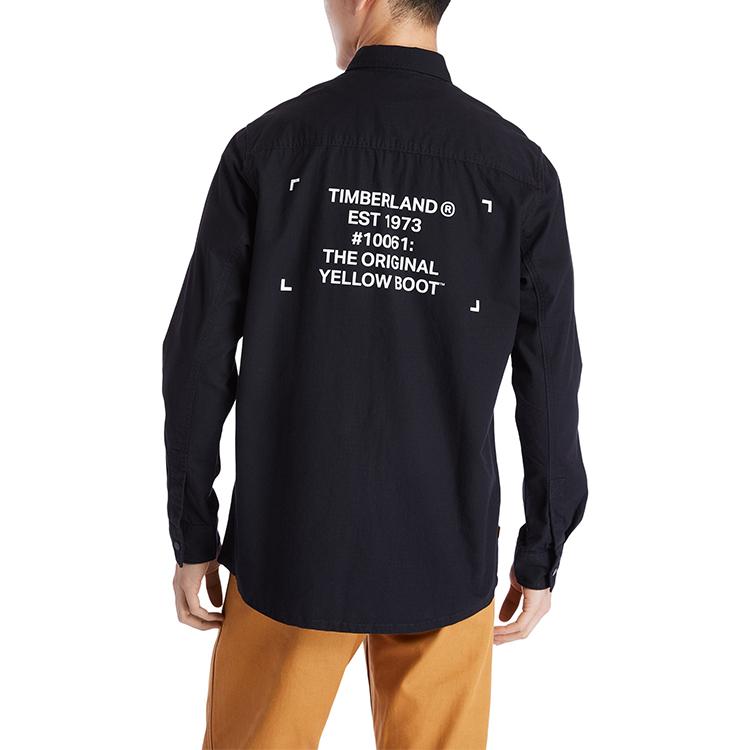 Timberland Solid Color Outdoor Casual Work Shirt Long Sleeve Men Shirts Black A2AC4-001