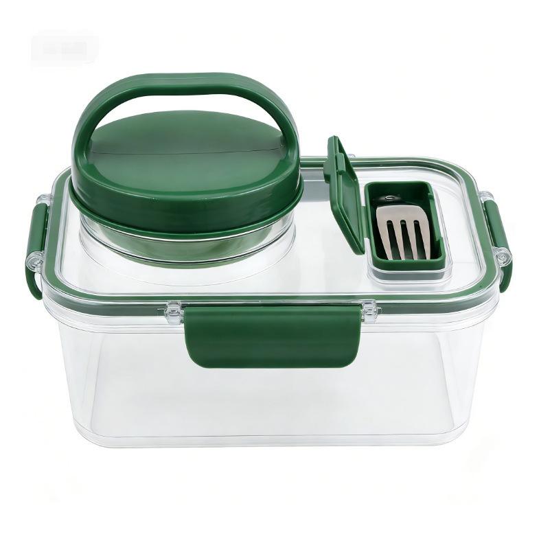 

Portable Salad Box With 4 Seasoning Boxes, Rectangular Salad Crisper, Lunch Box, Food Storage Box, Camping Home Use