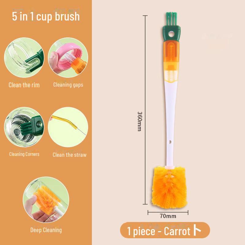 Multifunctional Long Handle Cup & Straw Cleaning Brush Set (5-in-1)