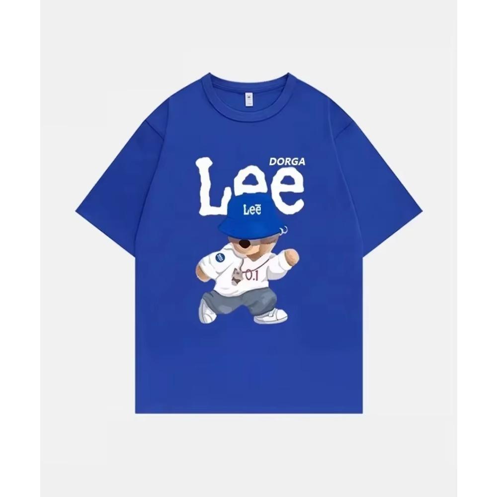 International Brand LEE Cooperation Printed Short Sleeve T-shirt 100% Cotton Round Neck Loose Fashion Simple Men's T-shirt