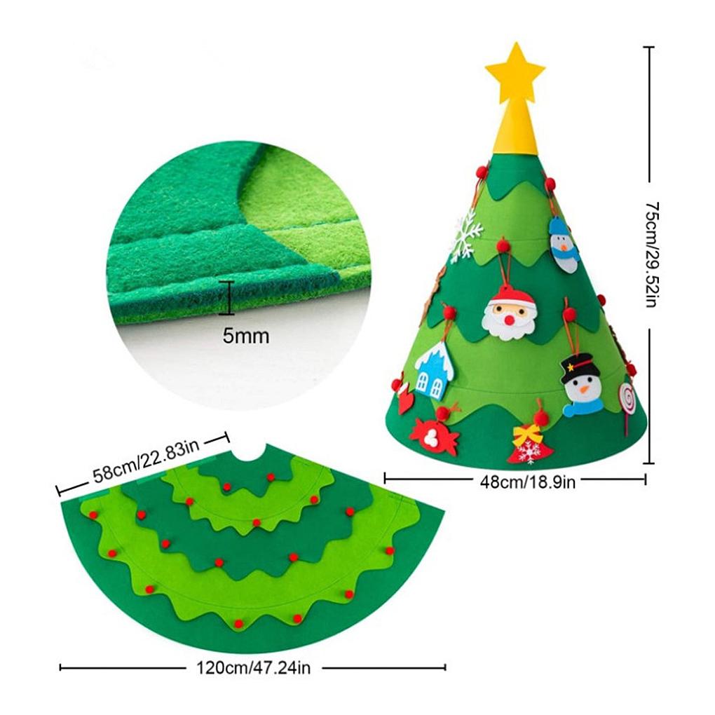 DIY Felt Christmas Tree Kids Wall Detachable Xmas Toy Set Decor with Ornaments Toddlers Holiday Gifts Accessories