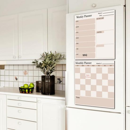 Magnetic Fridge Calendar Weekly Monthly Planner Dry Erase Board Schedules Chores Meals Planning Refrigerator Calendar Whiteboard Decoration