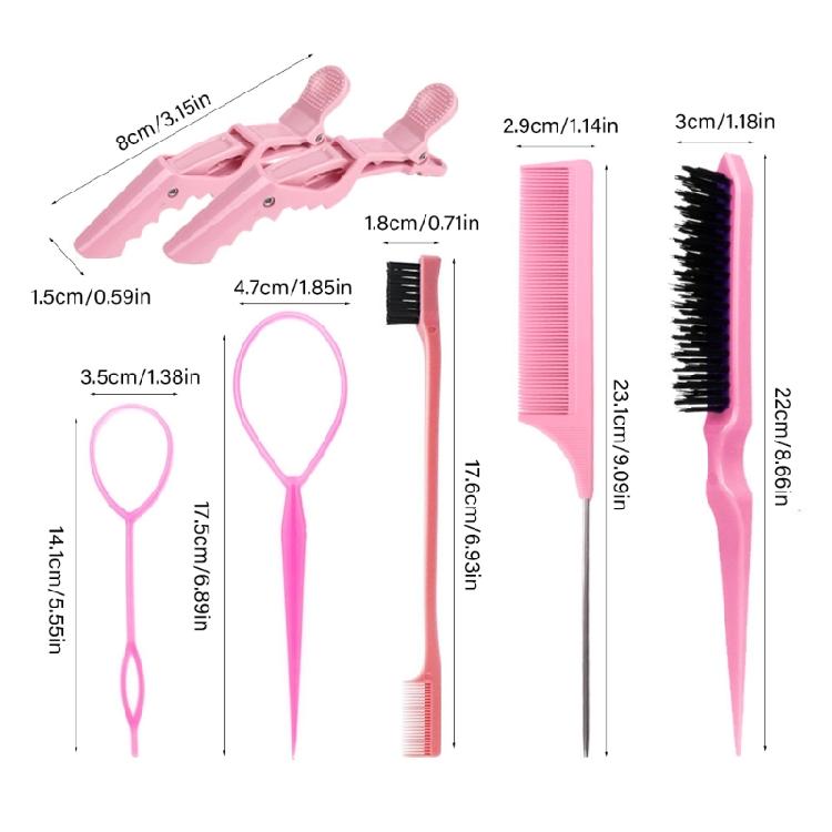Hair Styling Brush Set Edge & Back Brushes Tail Comb,Alligator Clip for Waved,Curly,Coily,Wet,Dry,Oily Thick Hair